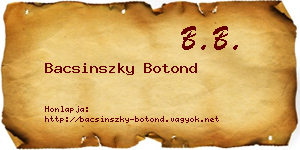 Bacsinszky Botond névjegykártya